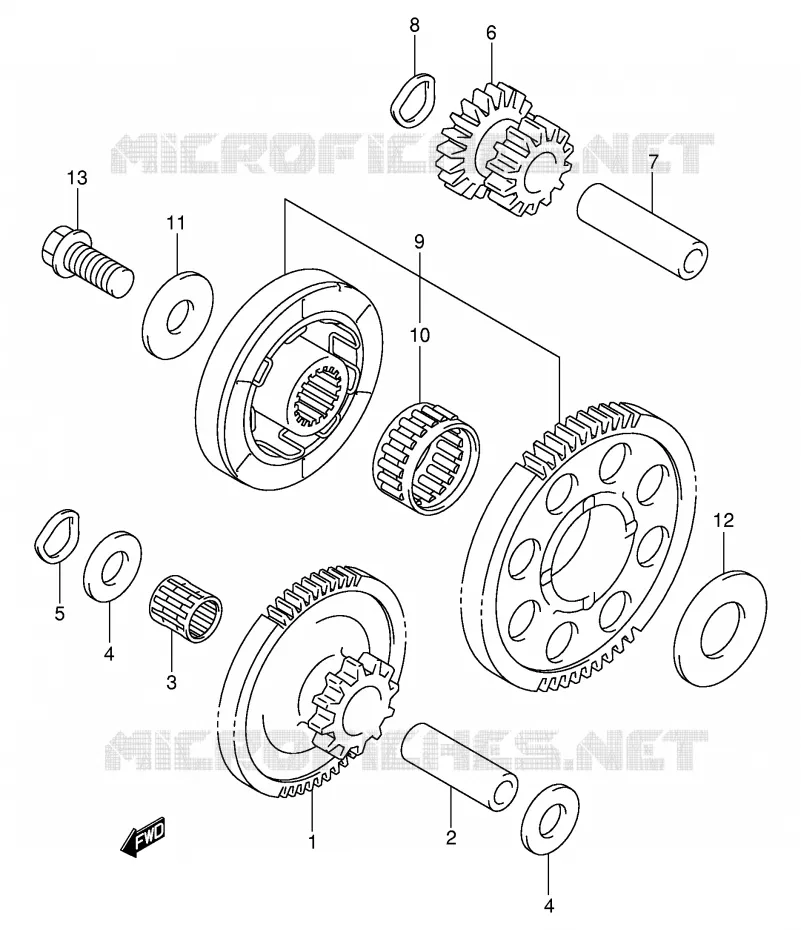 STARTMOTOR CLUTCH (MODELE X/Y/K1/K2) Suzuki MOTO 1300 HAYABUSA 2001  GSX1300RK1(E2)