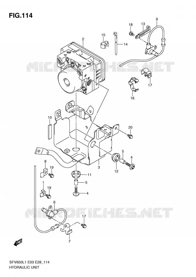 ABS (SFV650AL1 E28) Suzuki MOTO 650 GLADIUS 2011  SFV650L1(E3/E28)