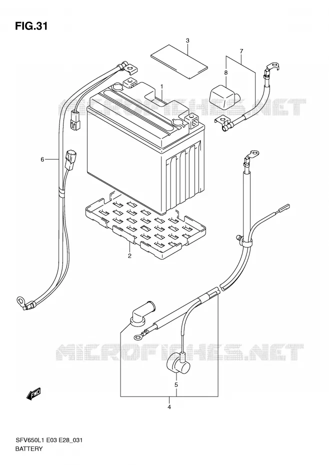 ACCU (SFV650L1 E33) Suzuki MOTO 650 GLADIUS 2011  SFV650AL1(E3/E28)