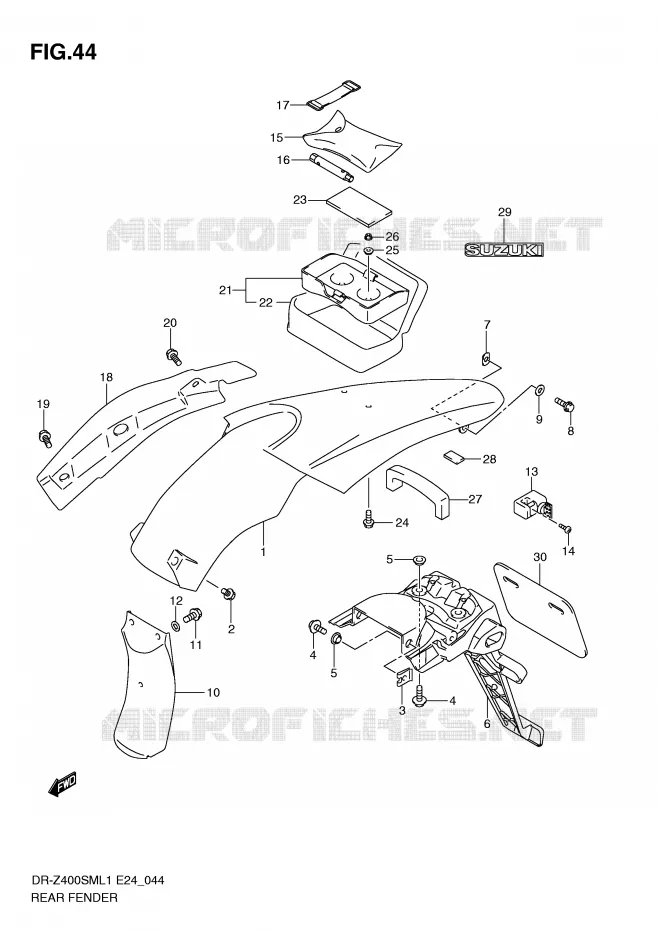 ACHTERSPATBORD Suzuki MOTO 400 DR-Z 2011  DR-Z400SML1(E24)