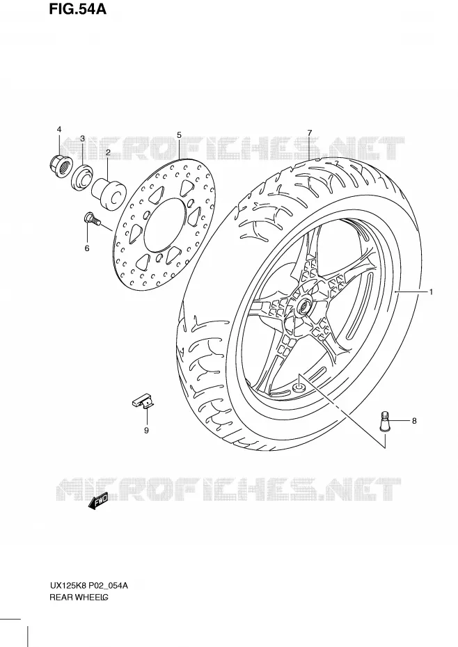 ACHTERWIEL (MODEL L0) Suzuki SCOOTER 125 SIXTEEN 2010  UX125L0(P02)