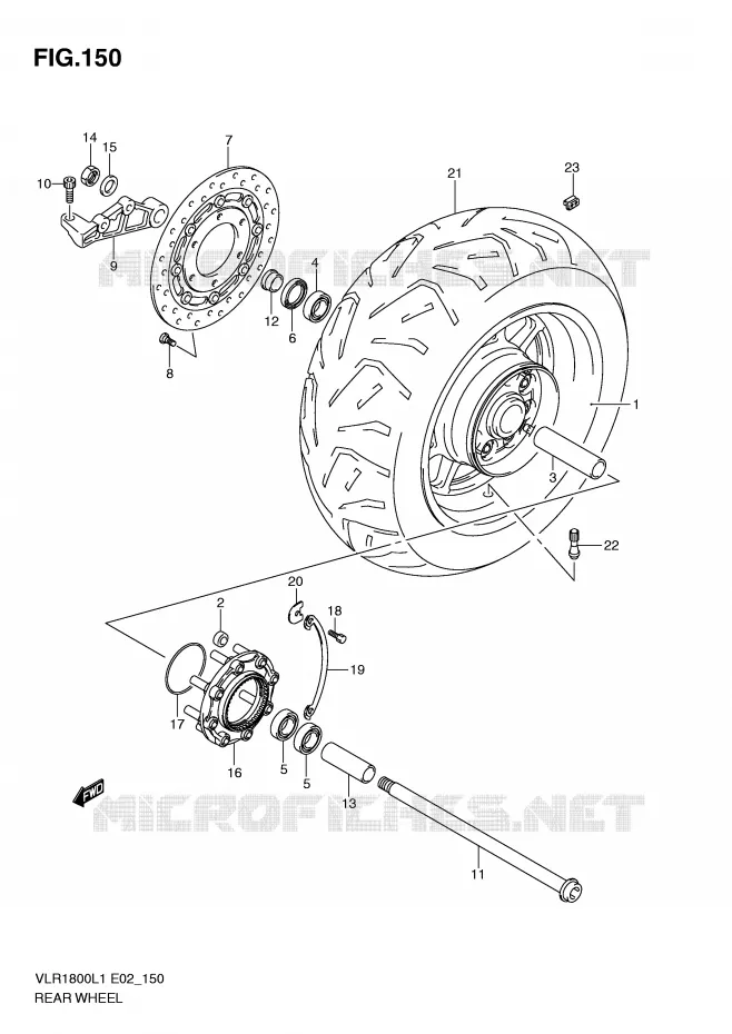 ACHTERWIEL (VLR1800TL1 E19) Suzuki MOTO 1800 INTRUDER 2011  VLR1800TL1(E2)