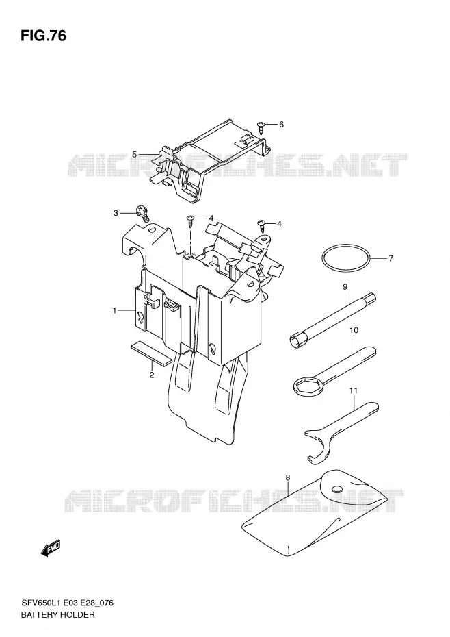 BATTERIJHOUDER (SFV650L1 E3) Suzuki MOTO 650 GLADIUS 2011  SFV650L1(E3/E28)