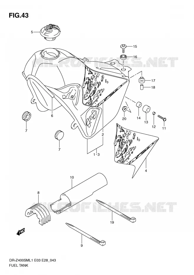 BENZINETANK (DR-Z400SML1 E28) Suzuki MOTO 400 DR-Z 2011  DR-Z400SML1(E3/E28)