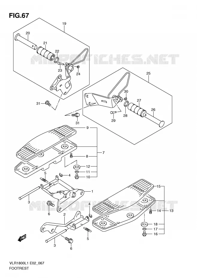 FOOTREST (VLR1800L1 E24) Suzuki MOTO 1800 INTRUDER 2011  VLR1800TL1(E2)
