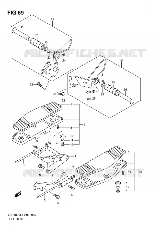 FOOTREST (VLR1800TL1 E19) Suzuki MOTO 1800 INTRUDER 2011  VLR1800UFL1(E2)