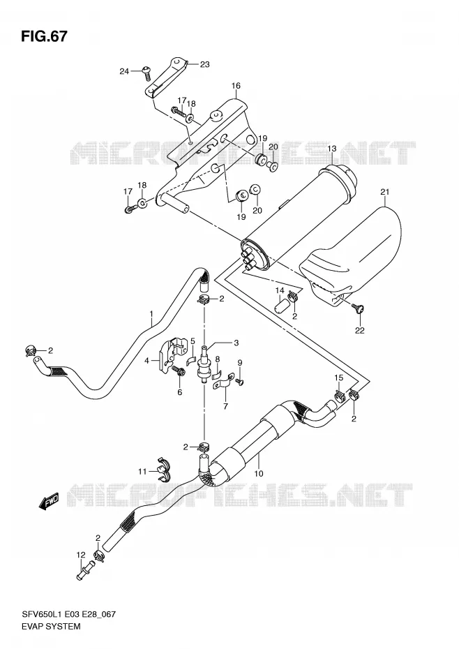 FUEL EVAP SYSTEM (SFV650AL1 E33) Suzuki MOTO 650 GLADIUS 2011  SFV650L1(E3/E28)