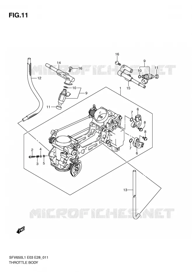 GASKLEPHUIS (SFV650L1 E28) Suzuki MOTO 650 GLADIUS 2011  SFV650L1(E3/E28)