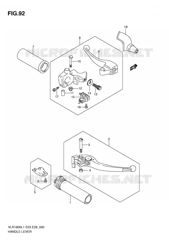 HANDGRIPS - LEVERS Suzuki MOTO 1800 INTRUDER 2011  VLR1800L1(E3/E28)