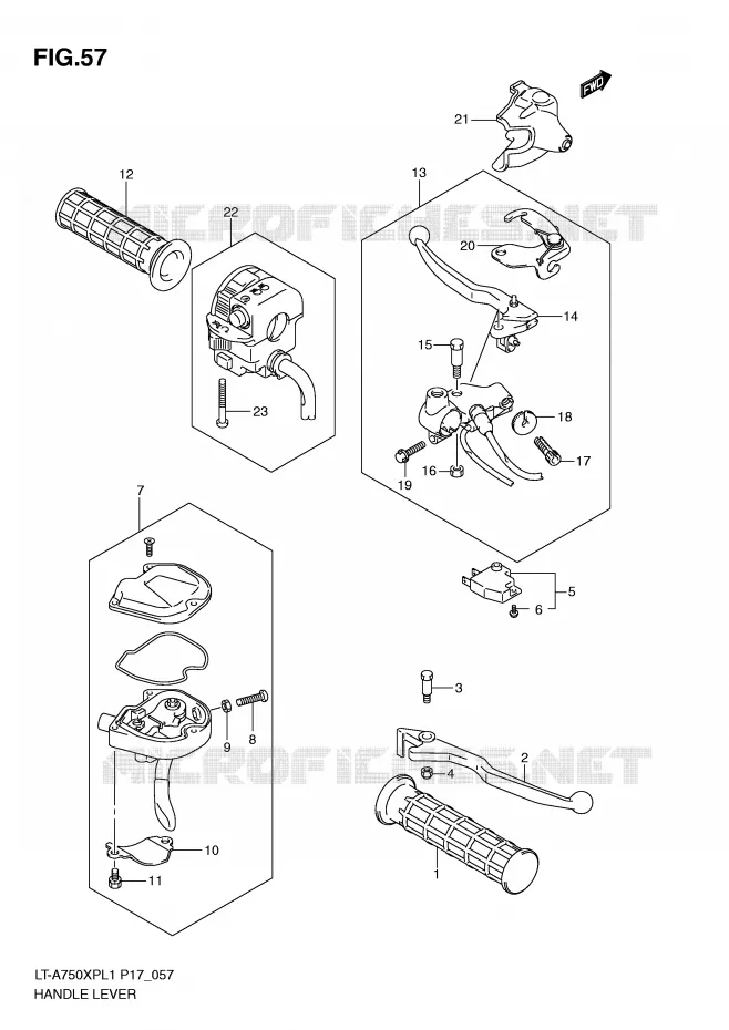 HANDGRIPS - LEVERS Suzuki QUAD 750 KINGQUAD 2011  LT-A750XPL1(P17)