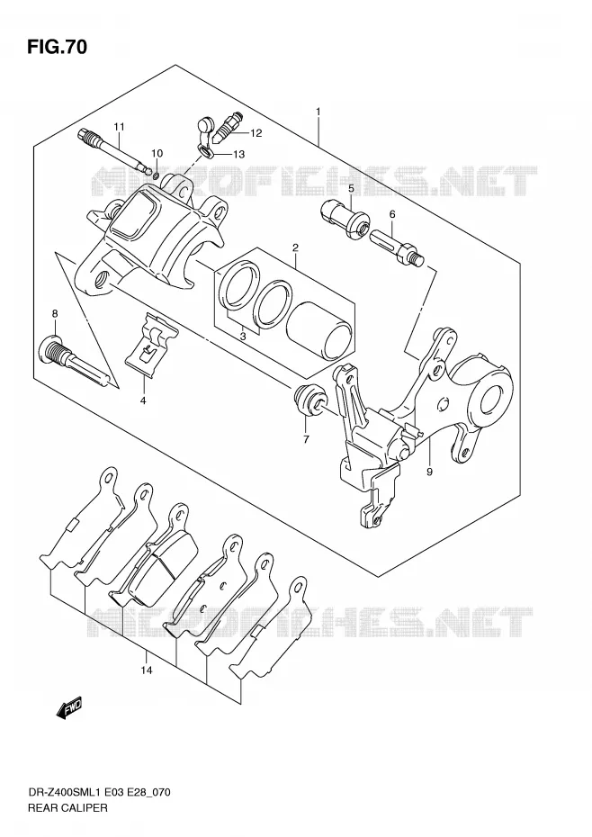 REAR CALIPER Suzuki MOTO 400 DR-Z 2011  DR-Z400SML1(E3/E28)