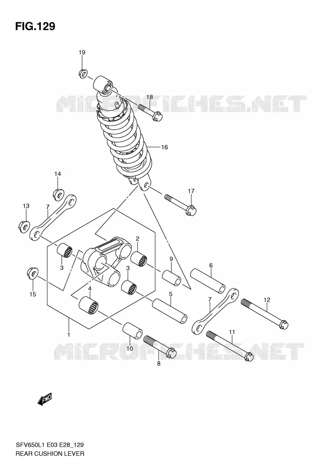 SCHOKBREKER AANEENSCHAKELING (SFV650L1 E3) Suzuki MOTO 650 GLADIUS 2011  SFV650AL1(E3/E28)