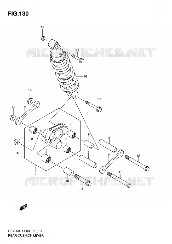 SCHOKBREKER AANEENSCHAKELING (SFV650L1 E33) Suzuki MOTO 650 GLADIUS 2011  SFV650AL1(E3/E28)