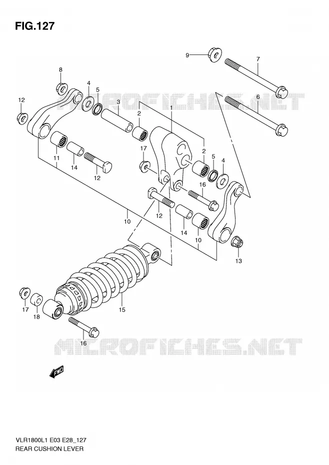 SCHOKBREKER AANEENSCHAKELING (VLR1800TL1 E28) Suzuki MOTO 1800 INTRUDER 2011  VLR1800L1(E3/E28)