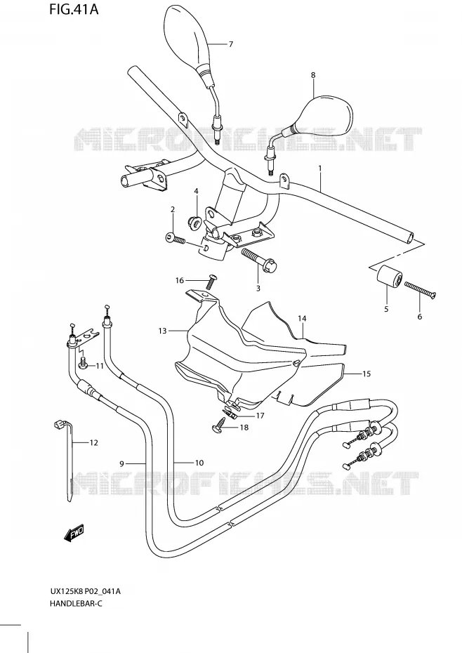 STUUR (MODEL L0) Suzuki SCOOTER 125 SIXTEEN 2010  UX125L0(P02)