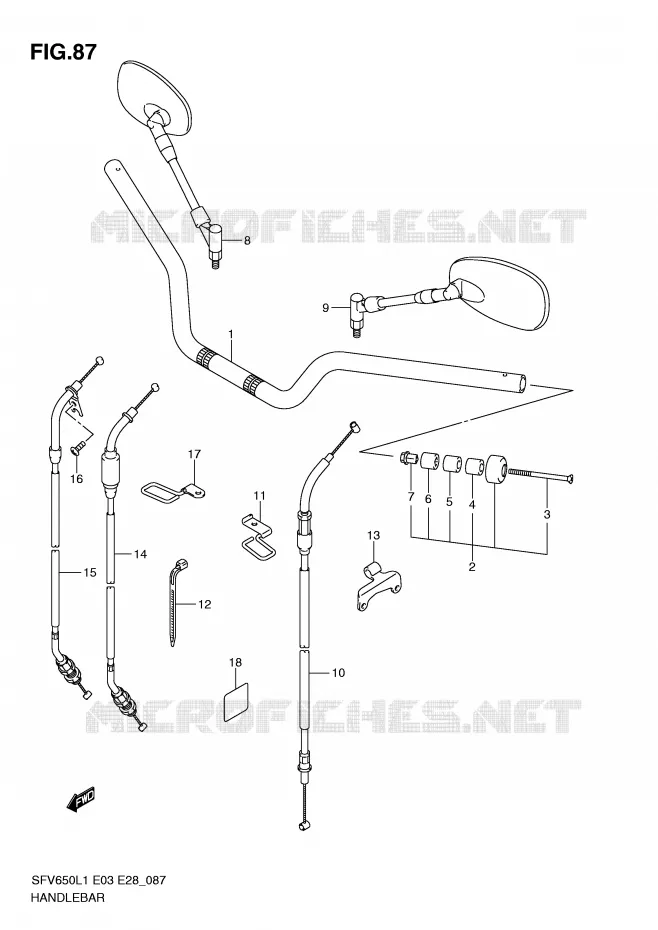 STUUR (SFV650L1 E3) Suzuki MOTO 650 GLADIUS 2011  SFV650AL1(E3/E28)