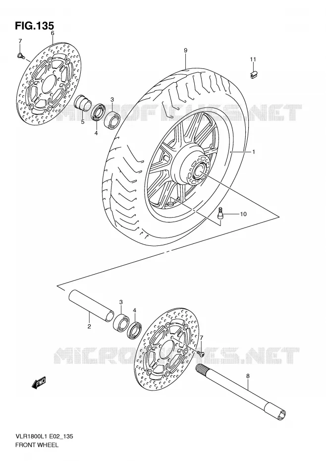 VOORWIEL (VLR1800L1 E19) Suzuki MOTO 1800 INTRUDER 2011  VLR1800UFL1(E2)