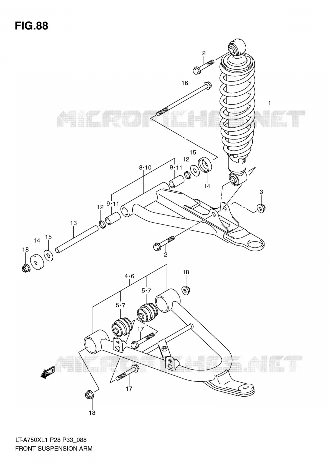VOORWIELOPHANGING ARM Suzuki QUAD 750 KINGQUAD 2011  LT-A750XZL1(P28/P33)