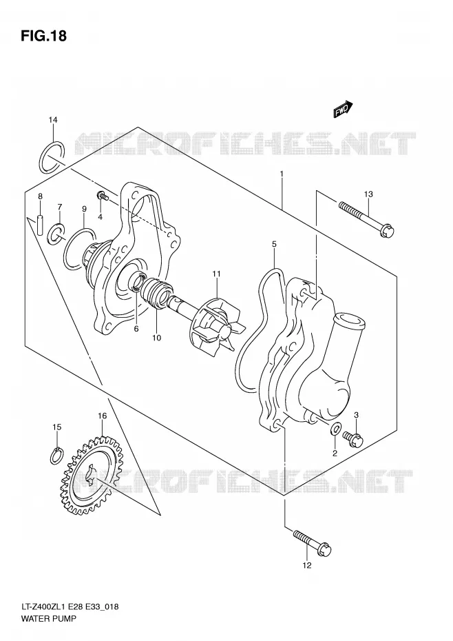 WATERPOMP Suzuki QUAD 400 QUADSPORT 2011  LT-Z400ZL1(E28/E33)