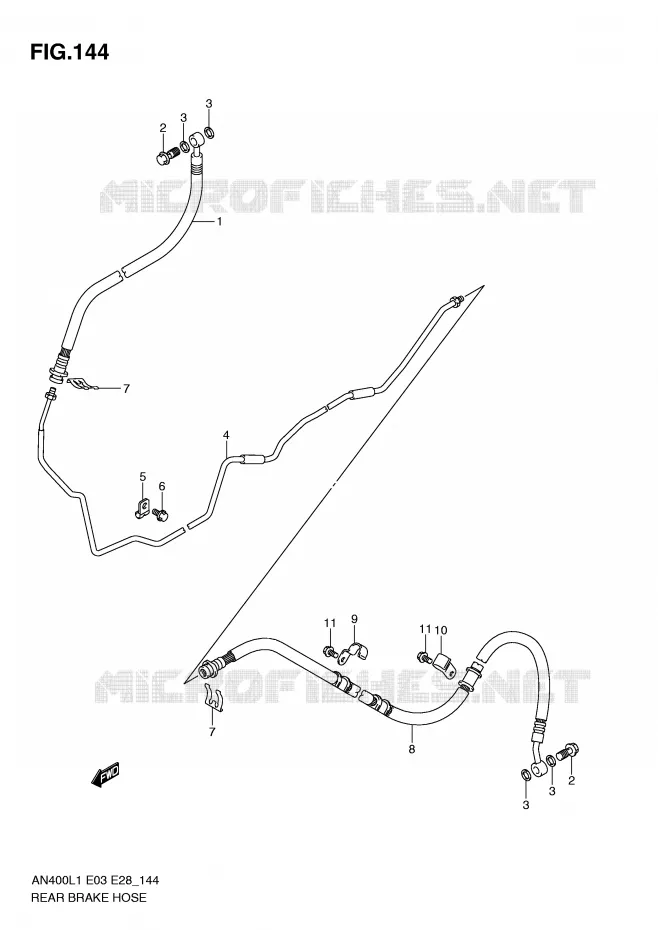 ACHTER REMSLANG (AN400L1 E33) Suzuki SCOOTER 400 BURGMAN 2011  AN400AL1(E3/E28)
