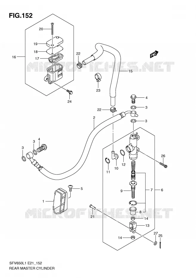 ACHTER hoofdremcilinder (SFV650L1 E24) Suzuki MOTO 650 GLADIUS 2011  SFV650AL1(E21)