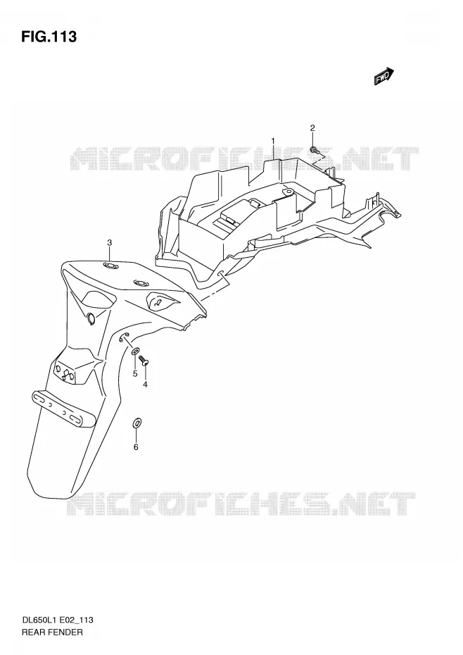 ACHTERSPATBORD (DL650AL1 E19) Suzuki MOTO 650 V-STROM 2011  DL650UEL1(E2)