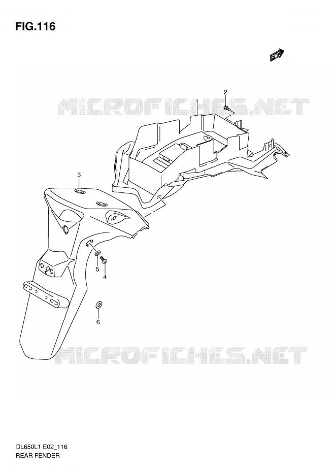 ACHTERSPATBORD (DL650AUEL1 E19) Suzuki MOTO 650 V-STROM 2011  DL650L1(E2)