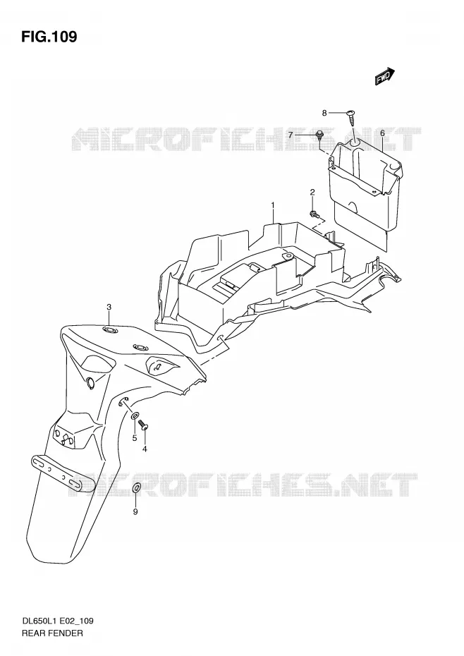 ACHTERSPATBORD (DL650L1 E2) Suzuki MOTO 650 V-STROM 2011  DL650UEL1(E2)