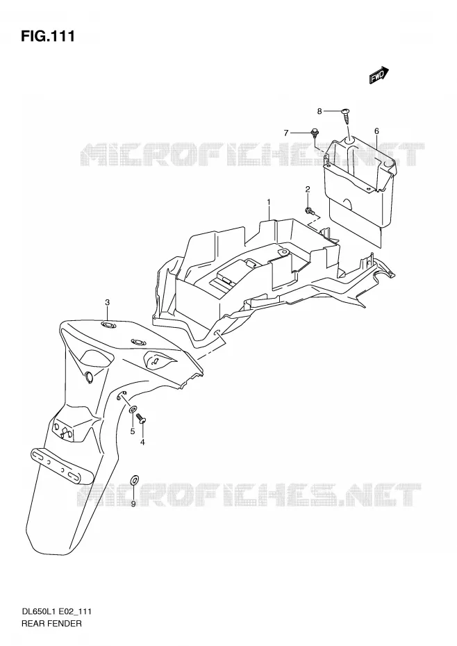 ACHTERSPATBORD (DL650L1 E24) Suzuki MOTO 650 V-STROM 2011  DL650UEL1(E2)