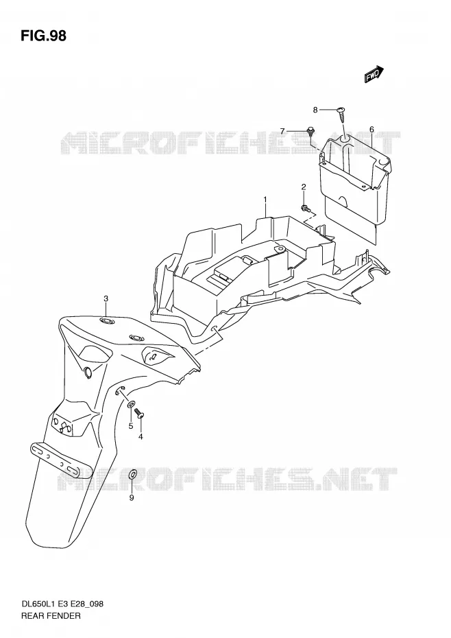 ACHTERSPATBORD (DL650L1 E3) Suzuki MOTO 650 V-STROM 2011  DL650AL1(E3)