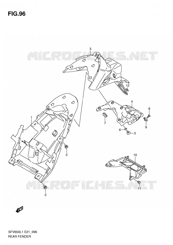 ACHTERSPATBORD (SFV650L1 E21) Suzuki MOTO 650 GLADIUS 2011  SFV650L1(E21)
