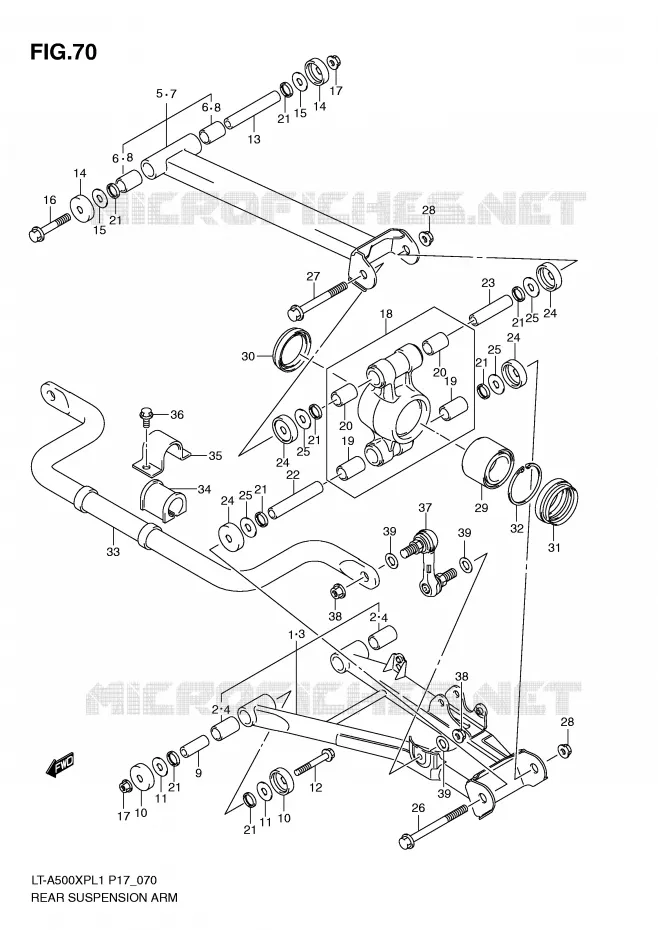 ACHTERWIELOPHANGING ARM Suzuki QUAD 500 KINGQUAD 2011  LT-A500XPL1(P17)