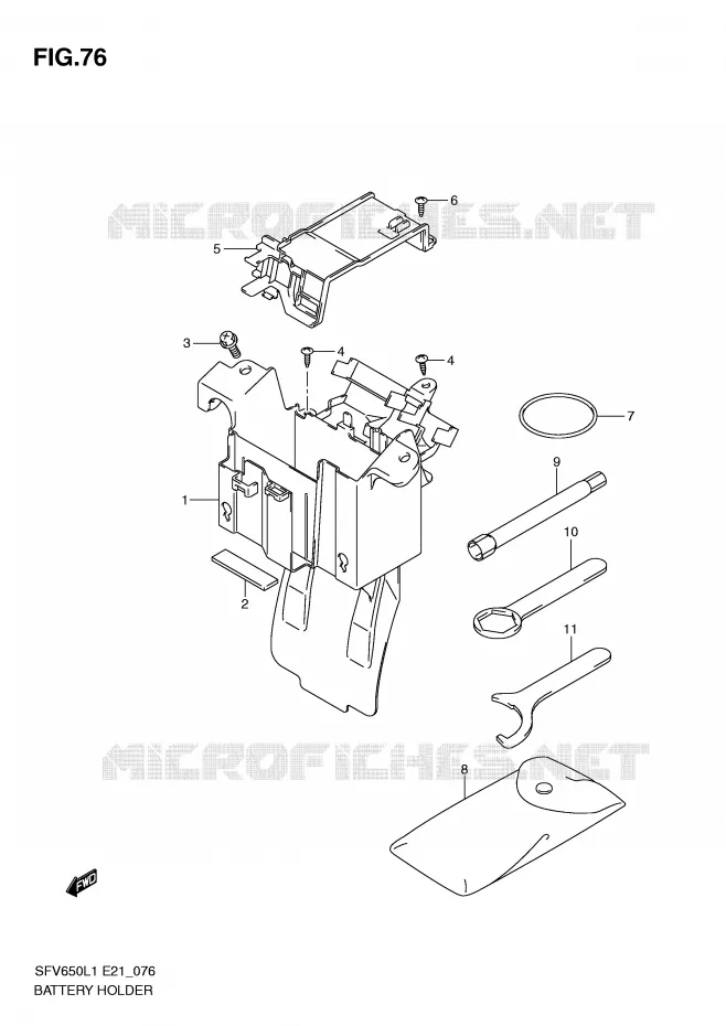 BATTERIJHOUDER (SFV650L1 E21) Suzuki MOTO 650 GLADIUS 2011  SFV650AL1(E21)