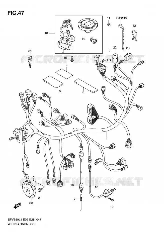 BEDRADING (SFV650L1 E28) Suzuki MOTO 650 GLADIUS 2011  SFV650AL1(E3/E28)
