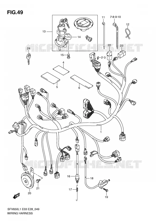 BEDRADING (SFV650L1 E33) Suzuki MOTO 650 GLADIUS 2011  SFV650AL1(E3/E28)
