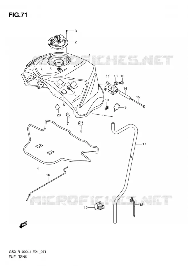 BENZINETANK (GSX-R1000L1 E14) Suzuki MOTO 1000 GSX-R 2011  GSX-R1000UFL1(E21)