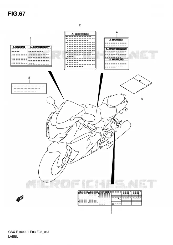 ETIKET (GSX-R1000L1 E28) Suzuki MOTO 1000 GSX-R 2011  GSX-R1000L1(E3/E28)