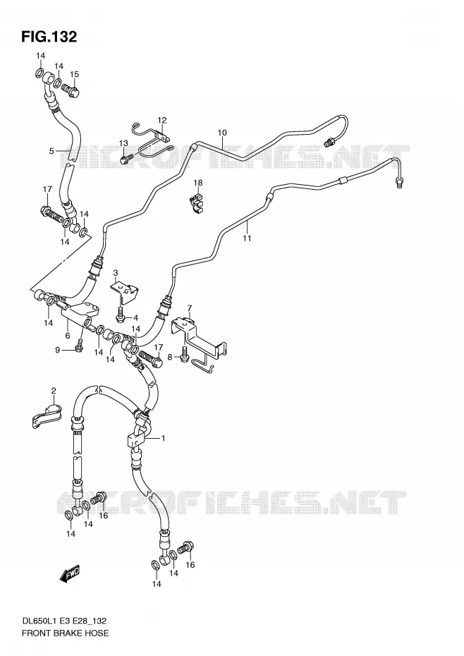 FRONT REMSLANG (DL650AL1 E28) Suzuki MOTO 650 V-STROM 2011  DL650AL1(E3)
