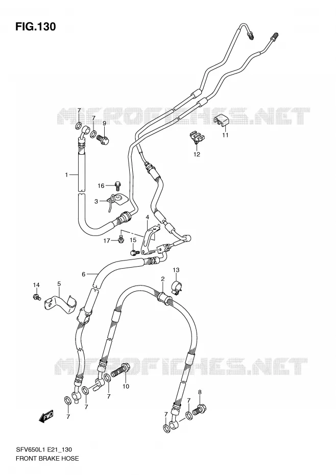 FRONT REMSLANG (SFV650UAL1 E21) Suzuki MOTO 650 GLADIUS 2011  SFV650UL1(E21)