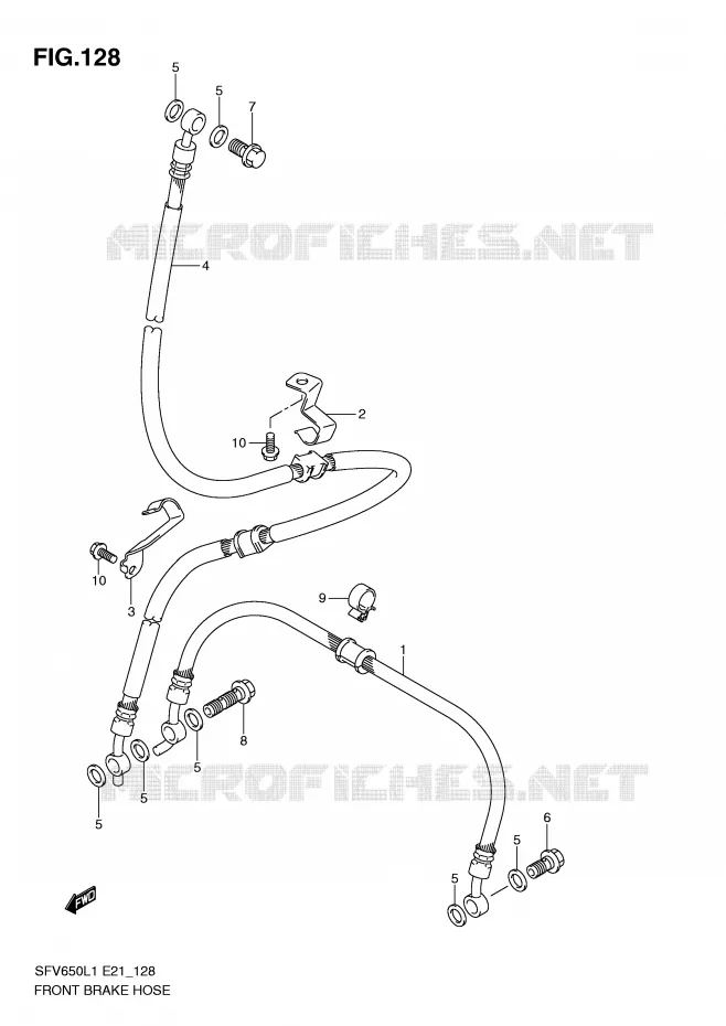 FRONT REMSLANG (SFV650UL1 E21) Suzuki MOTO 650 GLADIUS 2011  SFV650UAL1(E21)