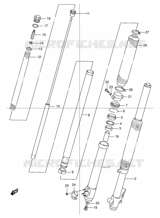FRONT SCHOKDEMPER Suzuki MOTO 250 DR 1998  DR250RW(E24)