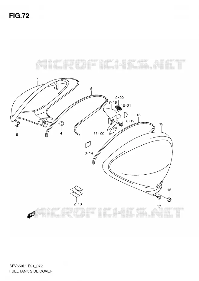 FUEL TANK ZIJKLEP Suzuki MOTO 650 GLADIUS 2011  SFV650UAL1(E21)
