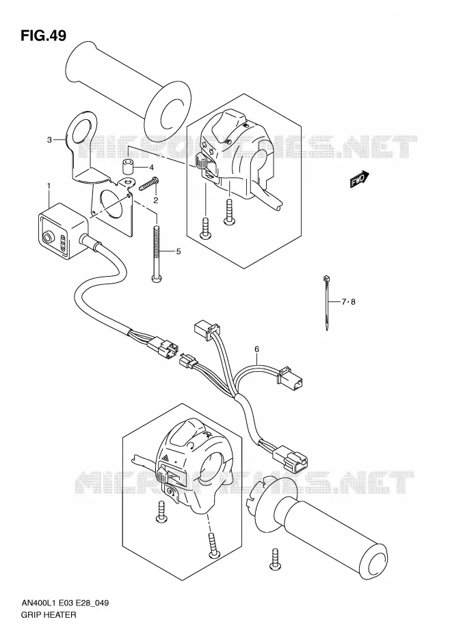 GRIP HEATER (AN400ZAL1 E28) Suzuki SCOOTER 400 BURGMAN 2011  AN400AL1(E3/E28)