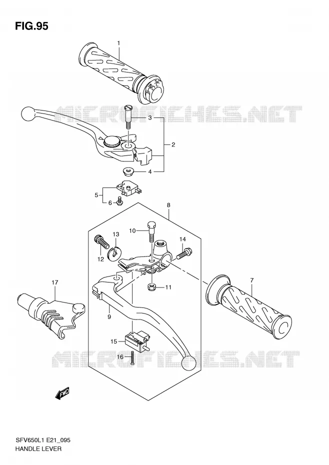 HANDGRIPS - LEVERS Suzuki MOTO 650 GLADIUS 2011  SFV650L1(E21)