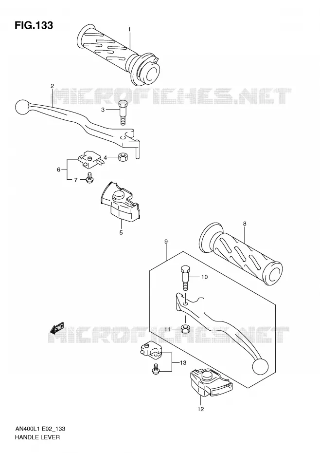 HEFBOMEN - HANDGRIPS (AN400AL1 E19) Suzuki SCOOTER 400 BURGMAN 2011  AN400AL1(E2)