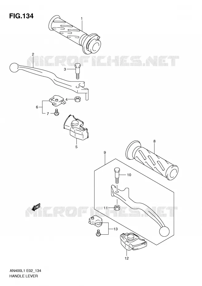 HEFBOMEN - HANDGRIPS (AN400AL1 E24) Suzuki SCOOTER 400 BURGMAN 2011  AN400L1(E2)