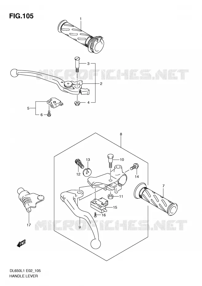 HEFBOMEN - HANDGRIPS (DL650AL1 E19) Suzuki MOTO 650 V-STROM 2011  DL650AL1(E2)