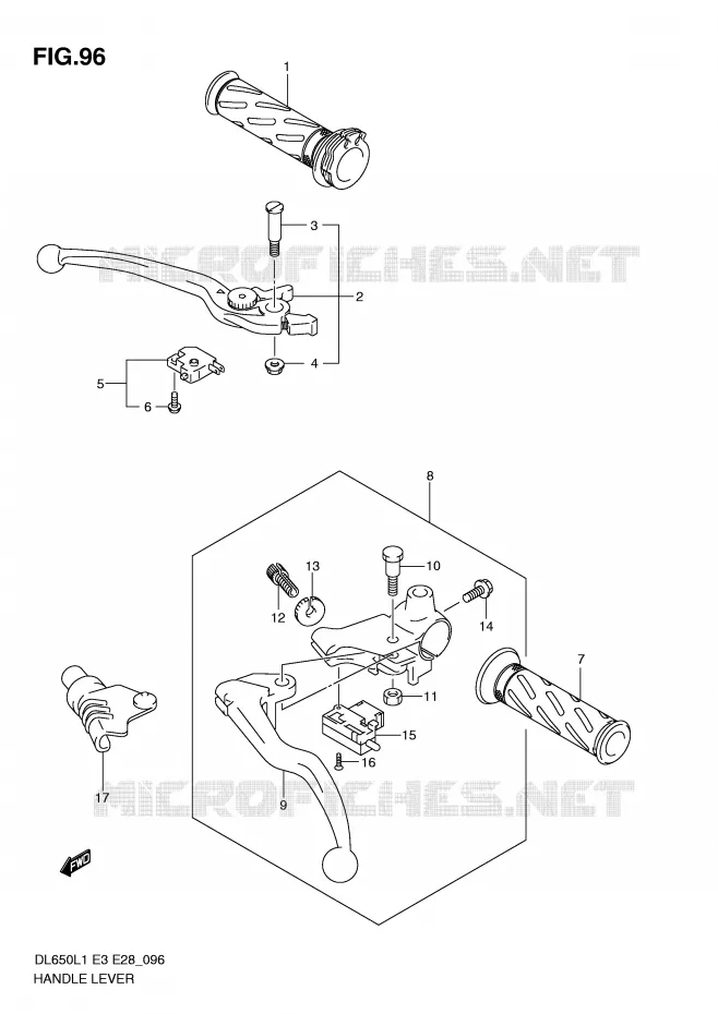 HEFBOMEN - HANDGRIPS (DL650AL1 E28) Suzuki MOTO 650 V-STROM 2011  DL650AL1(E3)
