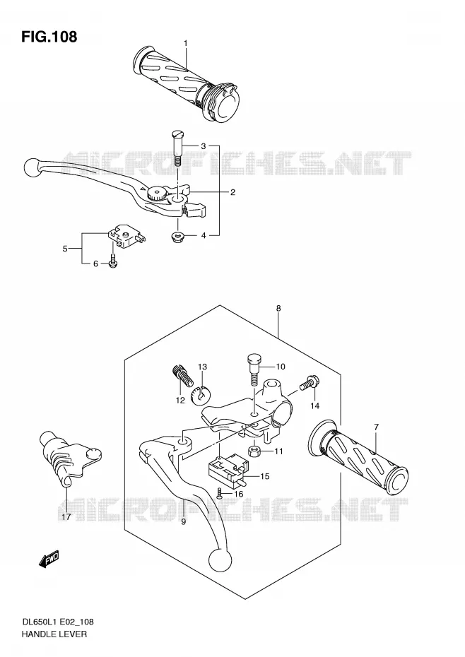 HEFBOMEN - HANDGRIPS (DL650AUEL1 E19) Suzuki MOTO 650 V-STROM 2011  DL650AL1(E2)