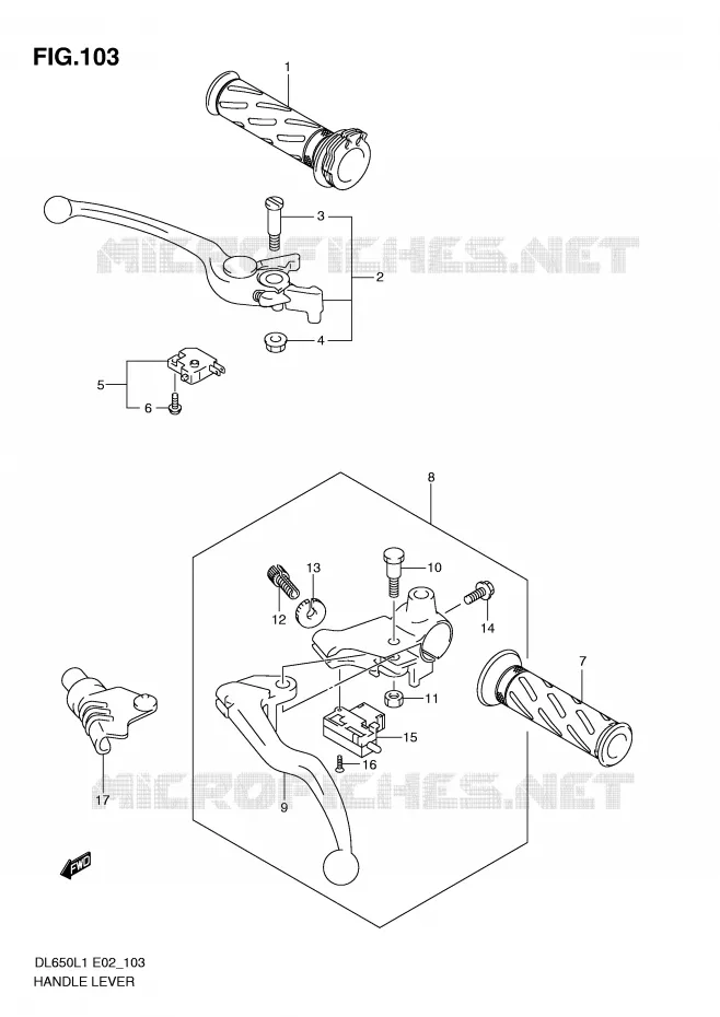 HEFBOMEN - HANDGRIPS (DL650L1 E24) Suzuki MOTO 650 V-STROM 2011  DL650AUEL1(E2)